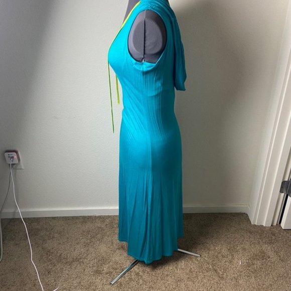 COii Aqua LARGE Sexy Cut-out Back Bodycon Tie Hoodie Sleeveless Maxi - Picture 11 of 14